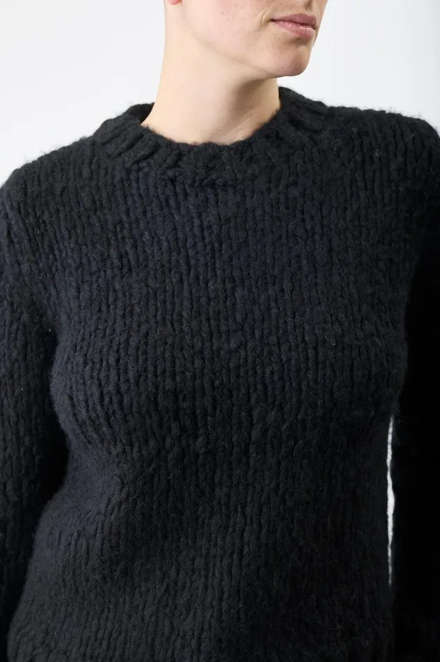 Women Knitwear Gabriela Hearst Dalton Knit Sweater In Black Welfat Cashmere