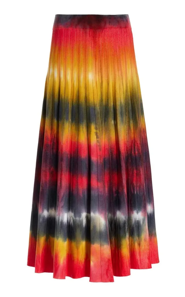 Women Knitwear Gabriela Hearst Ella Corrugated Knit Skirt In Fire Tie Dye Cashmere