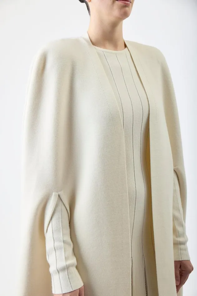 Women Knitwear Gabriela Hearst Eoin Knit Poncho In Ivory Wool