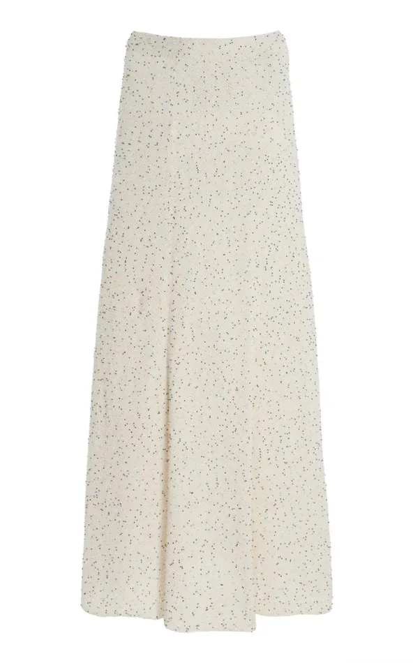 Women Knitwear Gabriela Hearst Floris Knit Skirt In White Beaded Silk