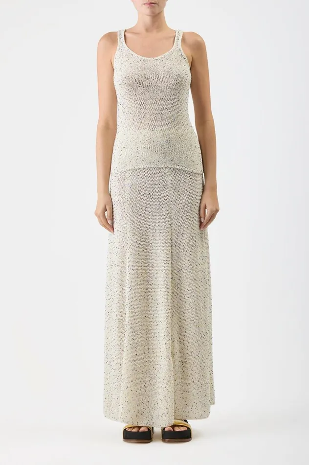 Women Knitwear Gabriela Hearst Floris Knit Skirt In White Beaded Silk
