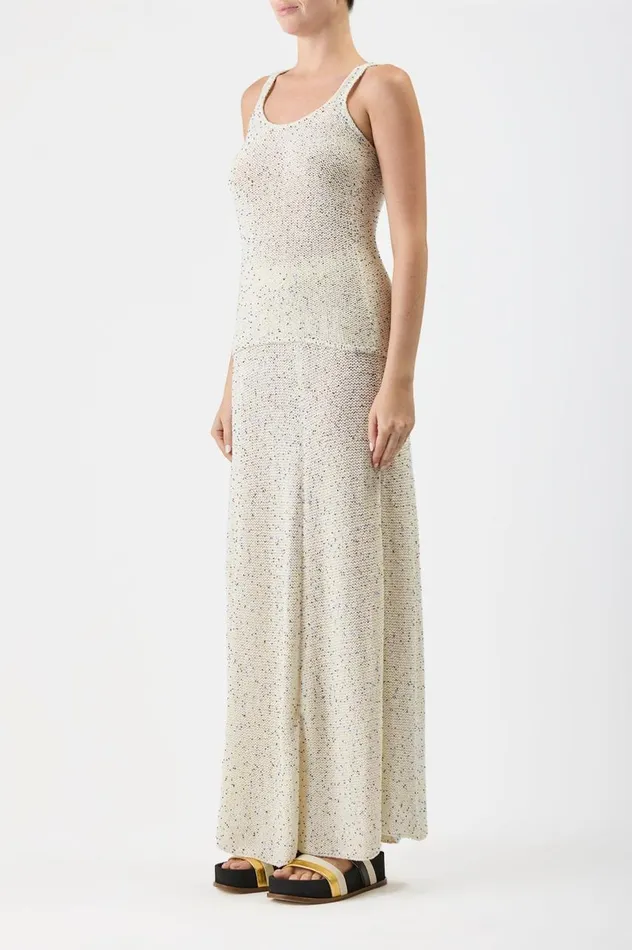 Women Knitwear Gabriela Hearst Floris Knit Skirt In White Beaded Silk