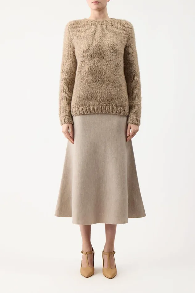 Women Knitwear Gabriela Hearst Freddie Knit Skirt In Oatmeal Merino Wool Cashmere