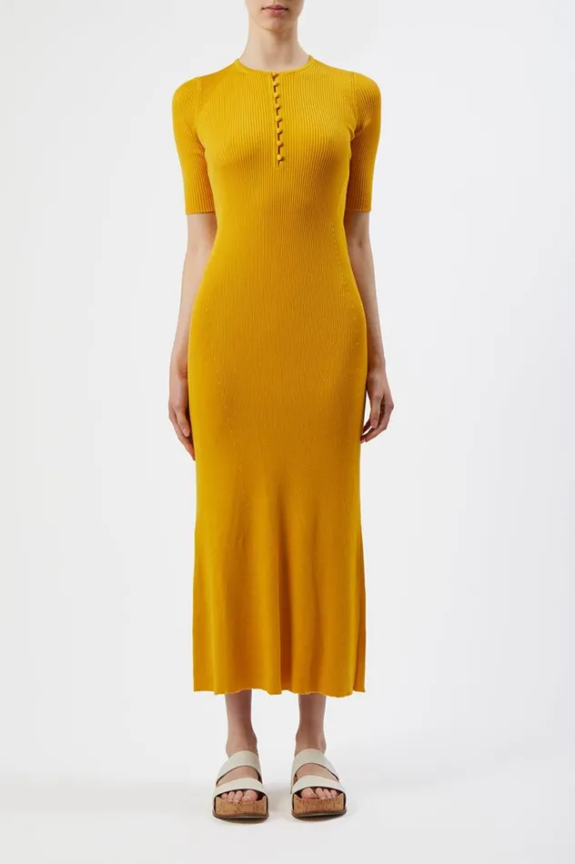 Women Knitwear Gabriela Hearst Johanna Knit Dress In Yellow Cashmere Silk