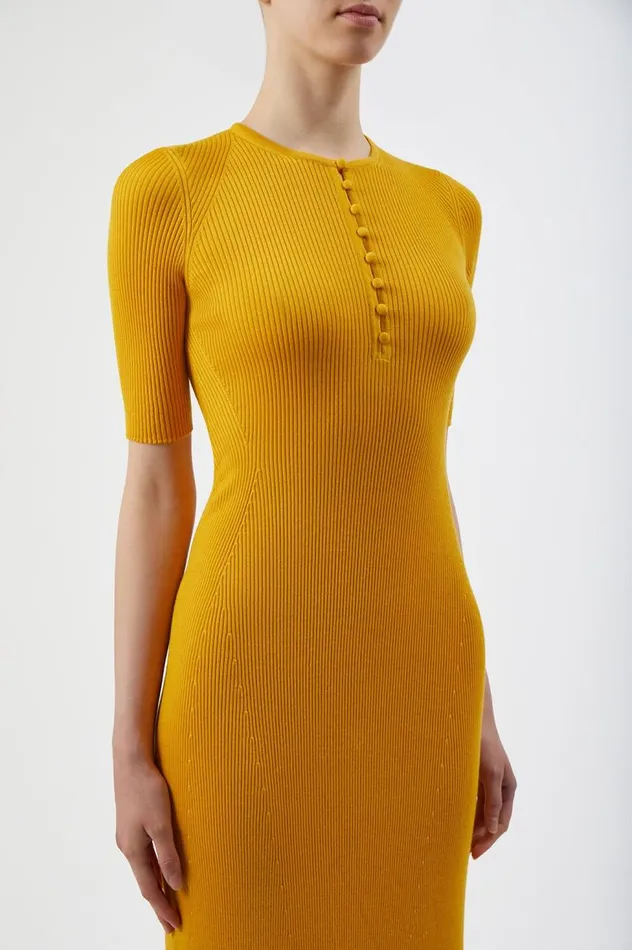 Women Knitwear Gabriela Hearst Johanna Knit Dress In Yellow Cashmere Silk