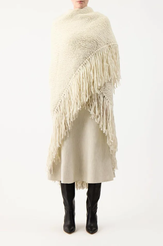 Women Knitwear Gabriela Hearst Lauren Knit Wrap In Ivory Welfat Cashmere