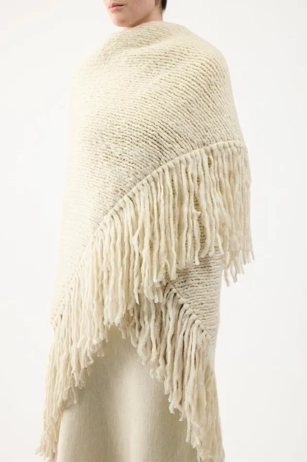 Women Knitwear Gabriela Hearst Lauren Knit Wrap In Ivory Welfat Cashmere