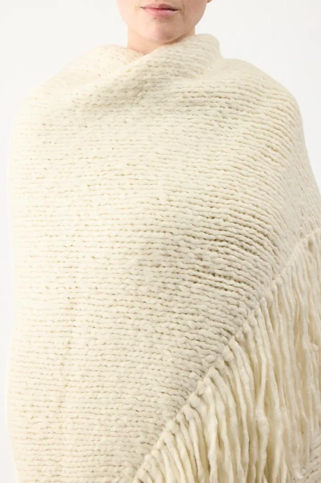 Women Knitwear Gabriela Hearst Lauren Knit Wrap In Ivory Welfat Cashmere