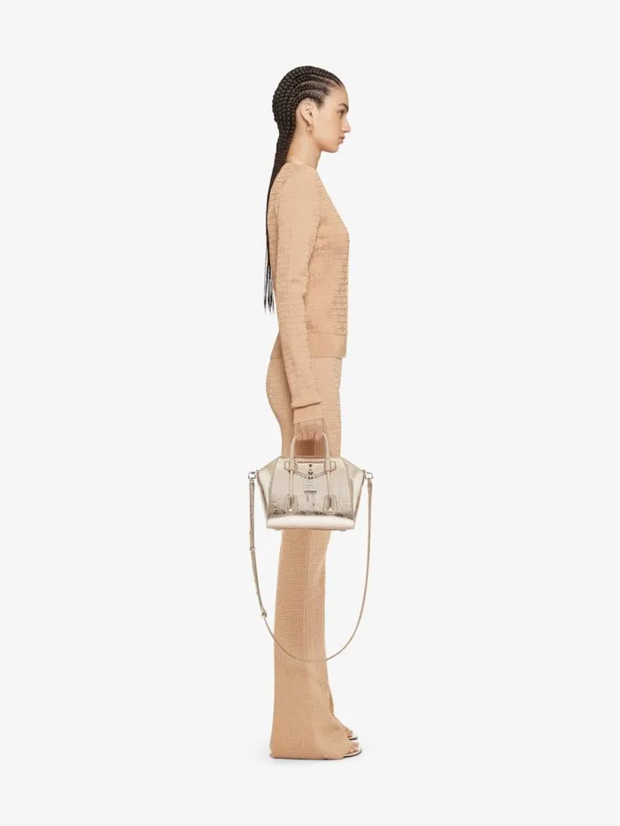 Women Knitwear Givenchy Cropped Cardigan In 4G Mini Jacquard Tan