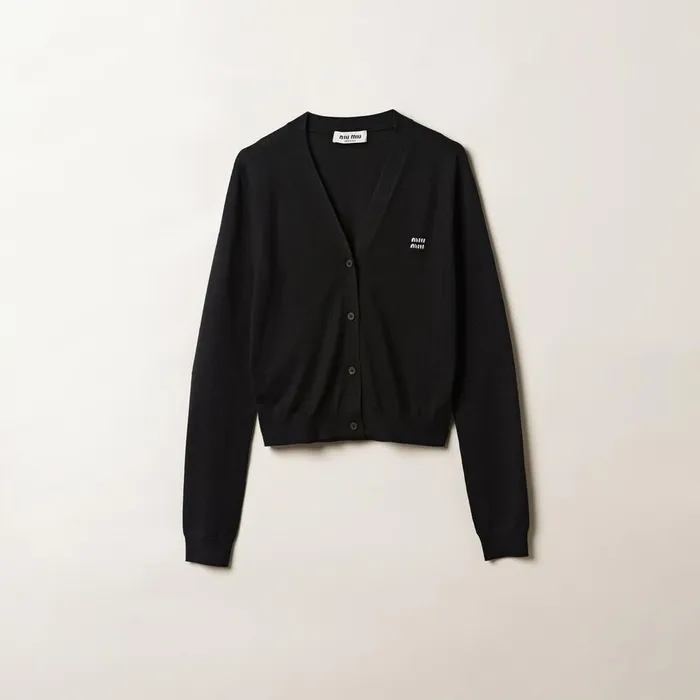 Women Knitwear Miu Miu Cashmere And Silk Cardigan Black