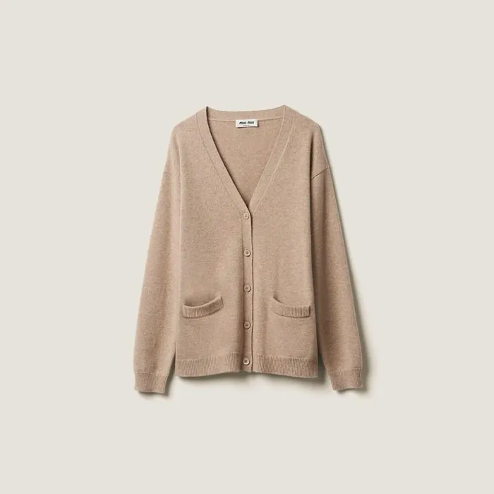 Women Knitwear Miu Miu Cashmere Cardigan Sand Beige