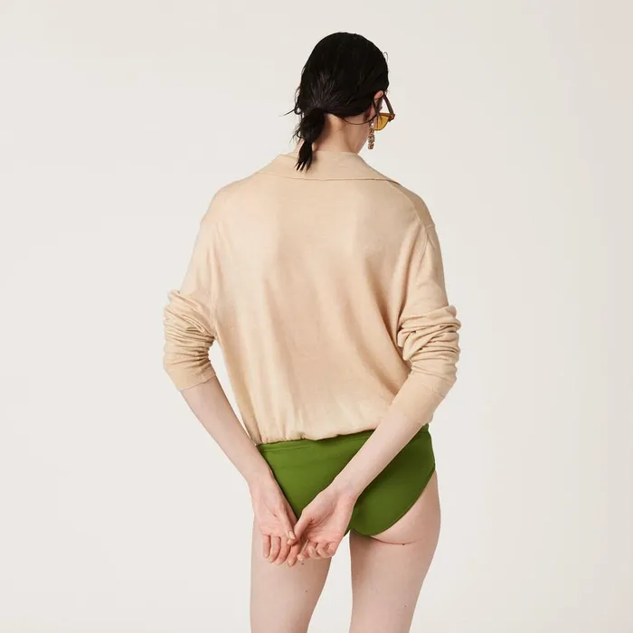 Women Knitwear Miu Miu Cashmere Knit Polo Shirt Albino White Women Knitwear Miu Miu Cashmere Knit Polo Shirt Albino White