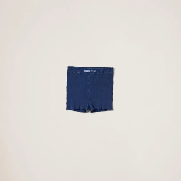 Women Knitwear Miu Miu Cotton Shorts Navy