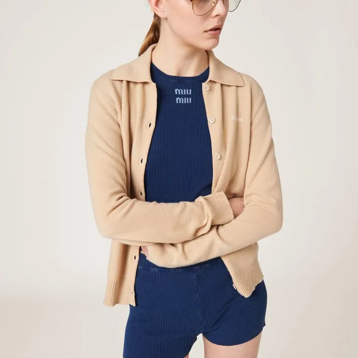 Women Knitwear Miu Miu Cotton Shorts Navy Women Knitwear Miu Miu Cotton Shorts Navy