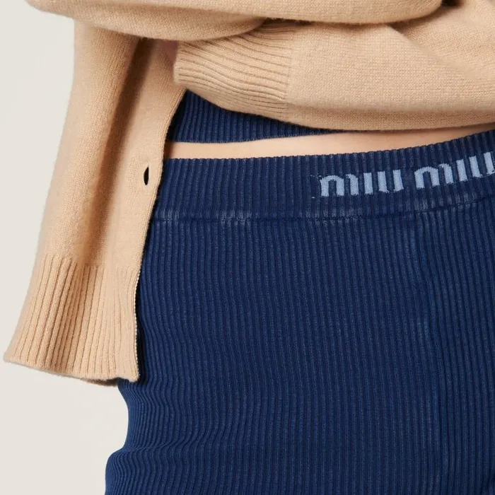 Women Knitwear Miu Miu Cotton Shorts Navy Women Knitwear Miu Miu Cotton Shorts Navy