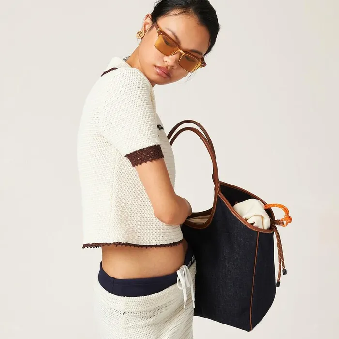 Women Knitwear Miu Miu Crocheted Cotton Skirt Ivorycocoa Brown Women Knitwear Miu Miu Crocheted Cotton Skirt Ivorycocoa Brown