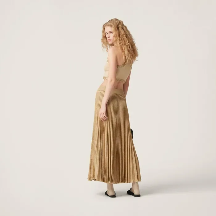 Women Knitwear Miu Miu Silk Knit Top Cream Women Knitwear Miu Miu Silk Knit Top Cream