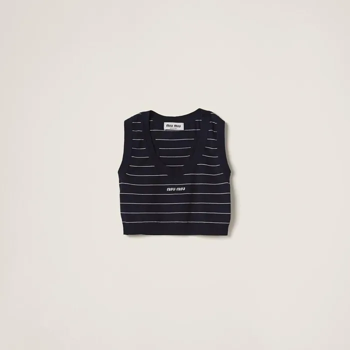 Women Knitwear Miu Miu Viscose Knit Top Bluewhite