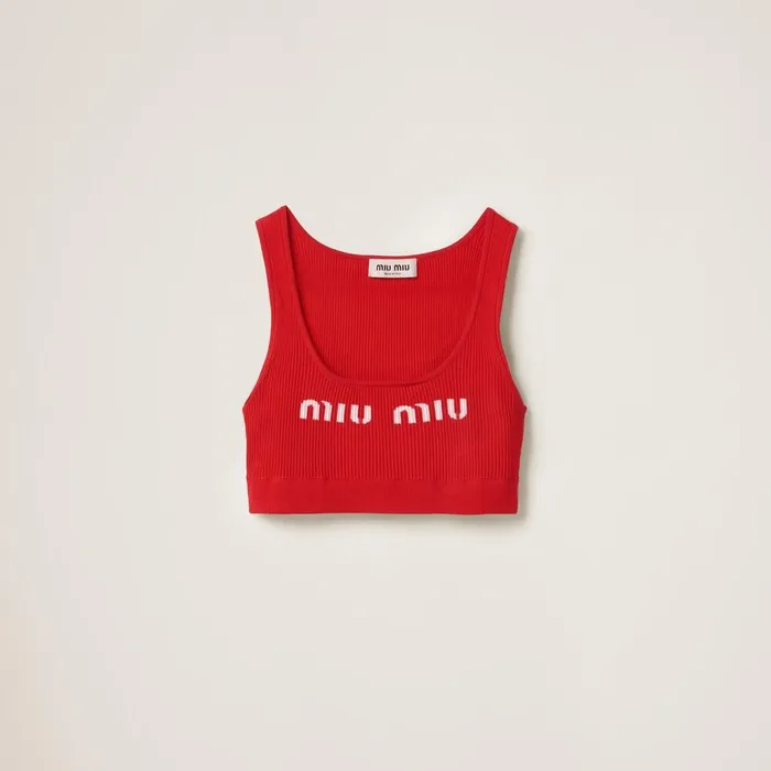 Women Knitwear Miu Miu Viscose Top Red