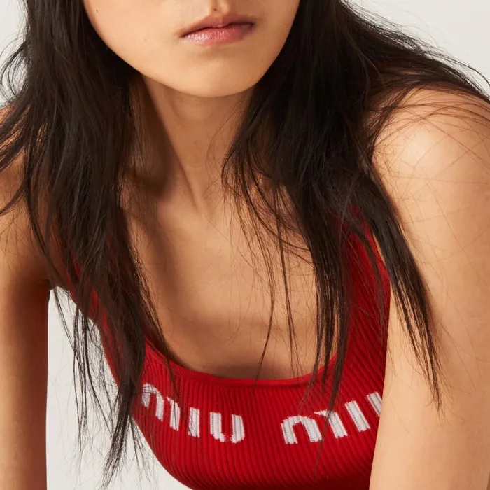 Women Knitwear Miu Miu Viscose Top Red Women Knitwear Miu Miu Viscose Top Red