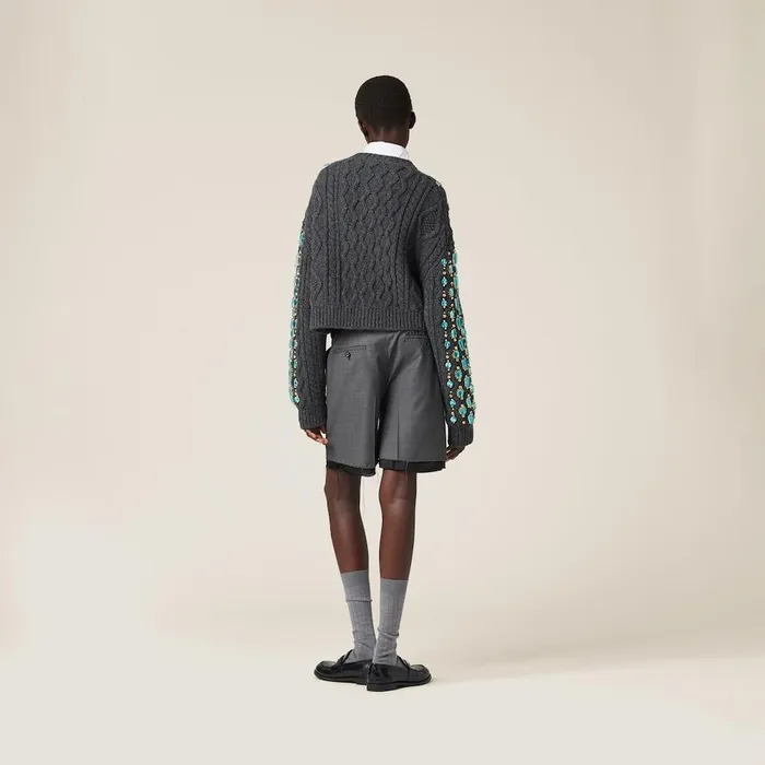 Women Knitwear Miu Miu Wool Knit Cardigan Anthracite Gray Women Knitwear Miu Miu Wool Knit Cardigan Anthracite Gray
