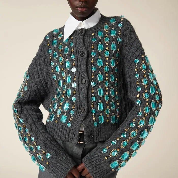 Women Knitwear Miu Miu Wool Knit Cardigan Anthracite Gray Women Knitwear Miu Miu Wool Knit Cardigan Anthracite Gray