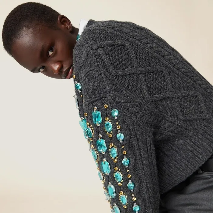 Women Knitwear Miu Miu Wool Knit Cardigan Anthracite Gray Women Knitwear Miu Miu Wool Knit Cardigan Anthracite Gray