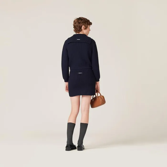 Women Knitwear Miu Miu Wool Miniskirt Navy Women Knitwear Miu Miu Wool Miniskirt Navy