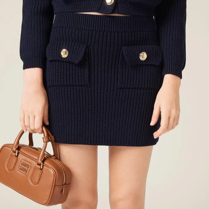Women Knitwear Miu Miu Wool Miniskirt Navy Women Knitwear Miu Miu Wool Miniskirt Navy