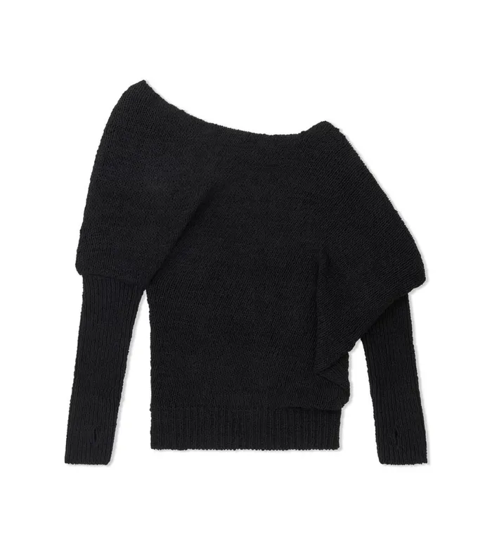 Women Knitwear Tom Ford Textured Cotton Off The Shoulder Knit Black