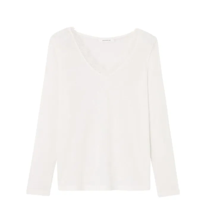 Women Lace Detail Top 8211 Ecru Promod Tops Women Lace Detail Top 8211 Ecru Promod Tops