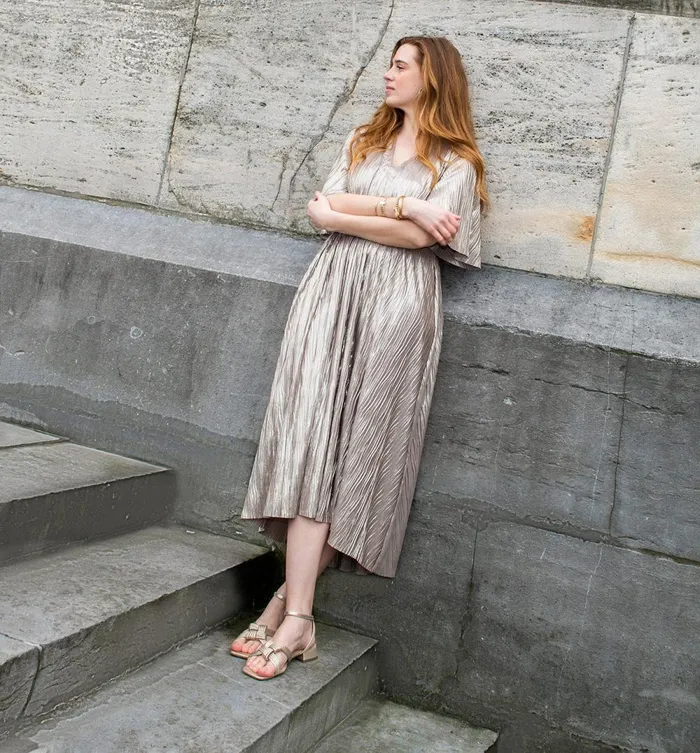 Women Lam Pleated Dress 8211 Beige Promod Dresses