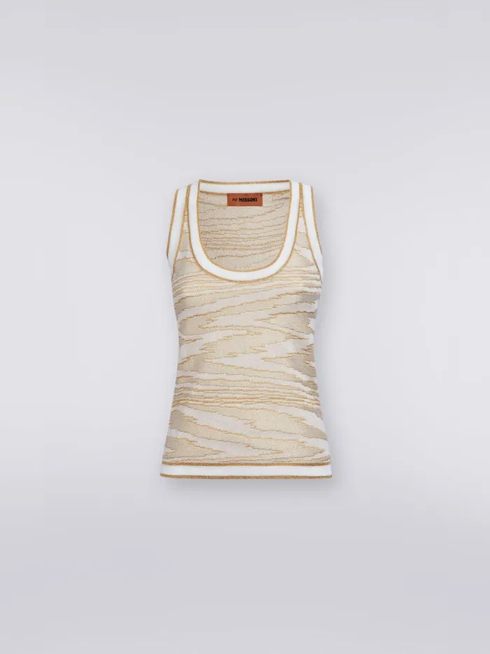 Women Lam Slub Viscose Tank Top Multicoloured Missoni Tshirts And Tops