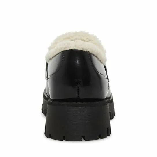 Women LANDO FUR BLACK LEATHER Black Leather Steve Madden Loafers and Flats Women LANDO FUR BLACK LEATHER Black Leather Steve Madden Loafers and Flats