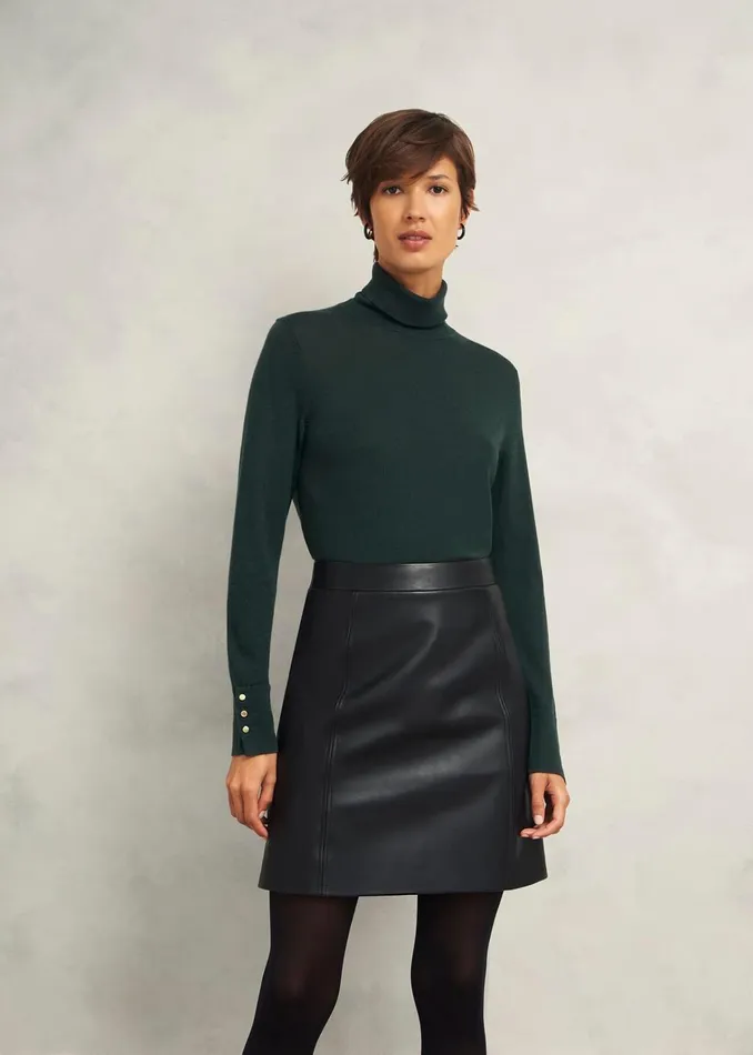 Women Lara Merino Wool Roll Neck Jumper Hawthorn Green Hobbs Jumpers and Cardigans