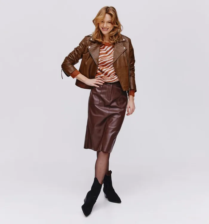 Women Leather Casual Jacket 8211 Cognac Promod Jackets Women Leather Casual Jacket 8211 Cognac Promod Jackets