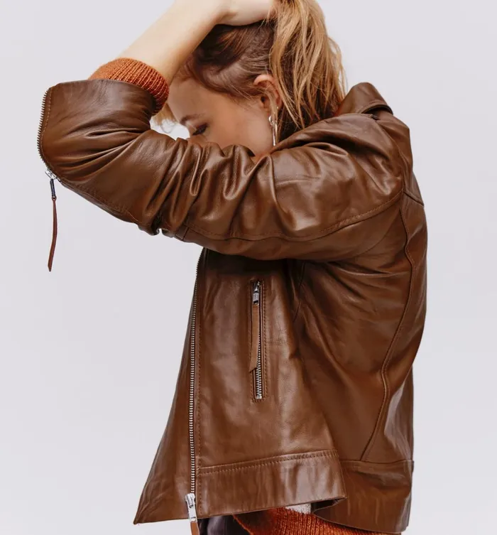 Women Leather Casual Jacket 8211 Cognac Promod Jackets Women Leather Casual Jacket 8211 Cognac Promod Jackets