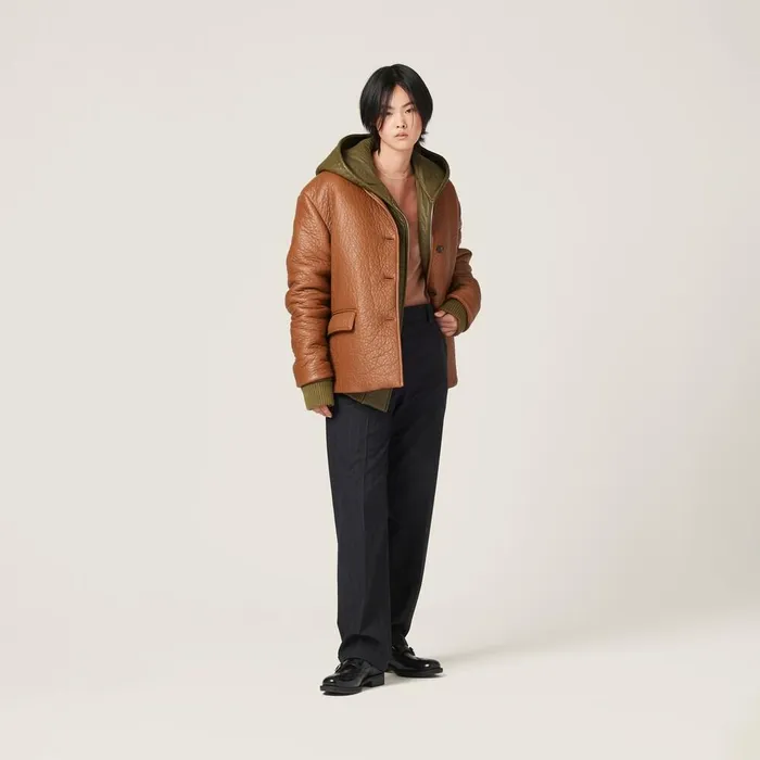 Women Leather Miu Miu Nappa Leather Jacket Cognac Women Leather Miu Miu Nappa Leather Jacket Cognac