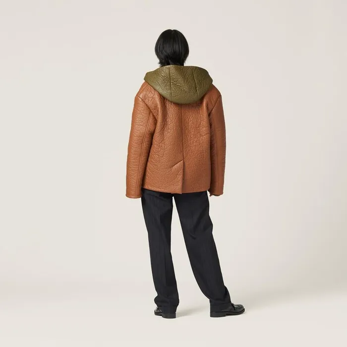 Women Leather Miu Miu Nappa Leather Jacket Cognac Women Leather Miu Miu Nappa Leather Jacket Cognac
