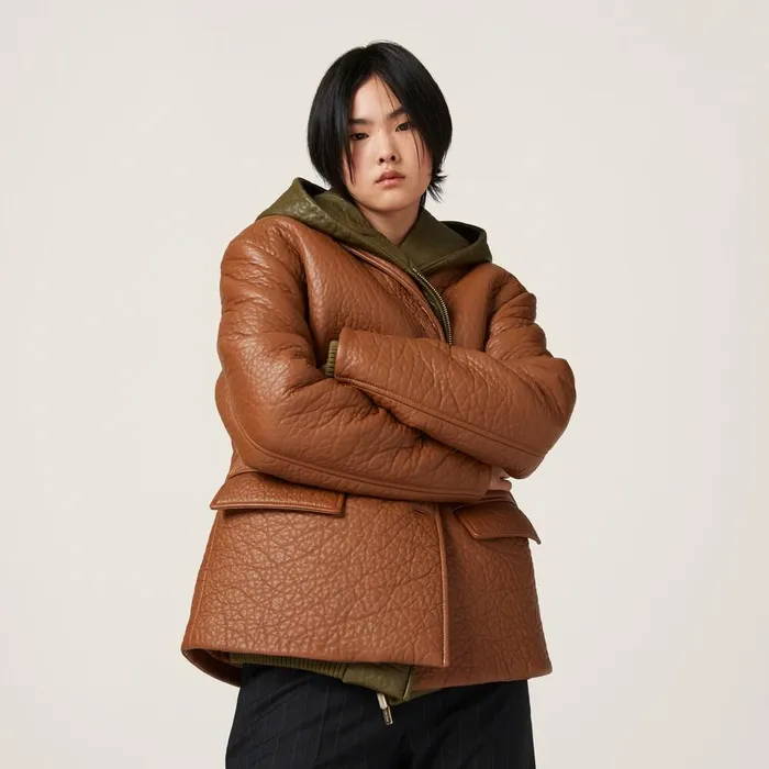 Women Leather Miu Miu Nappa Leather Jacket Cognac Women Leather Miu Miu Nappa Leather Jacket Cognac