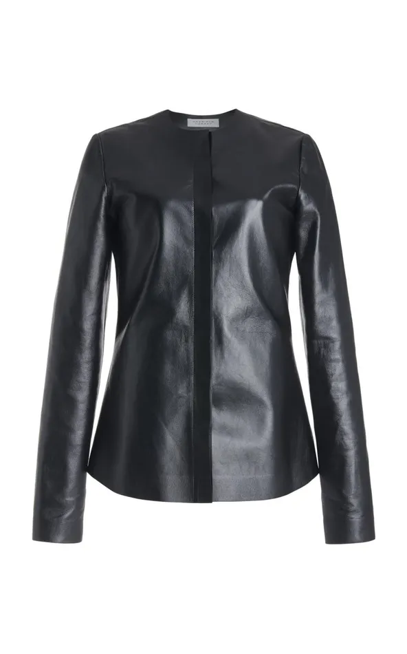 Women Leathers Gabriela Hearst Thales Jacket In Black Metallic Nappa Leather