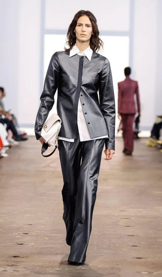 Women Leathers Gabriela Hearst Thales Jacket In Black Metallic Nappa Leather