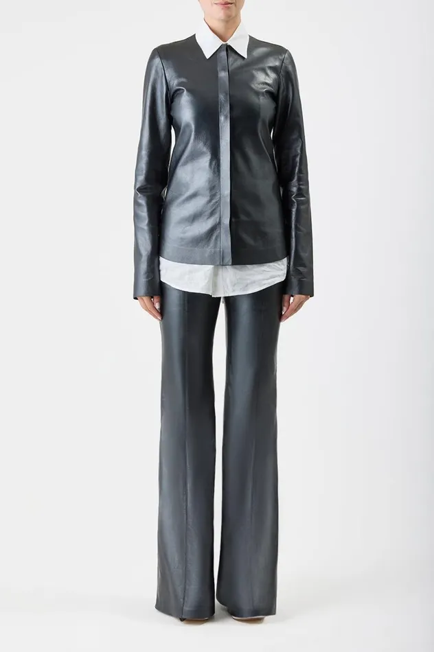 Women Leathers Gabriela Hearst Thales Jacket In Black Metallic Nappa Leather