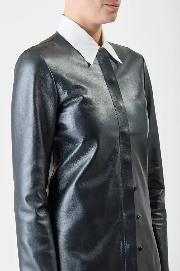 Women Leathers Gabriela Hearst Thales Jacket In Black Metallic Nappa Leather