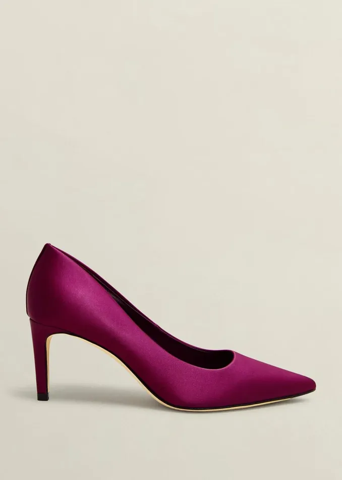 Women Leila Satin Courts Warm Plum Hobbs Heels