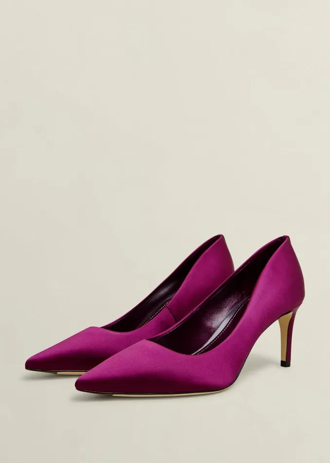 Women Leila Satin Courts Warm Plum Hobbs Heels