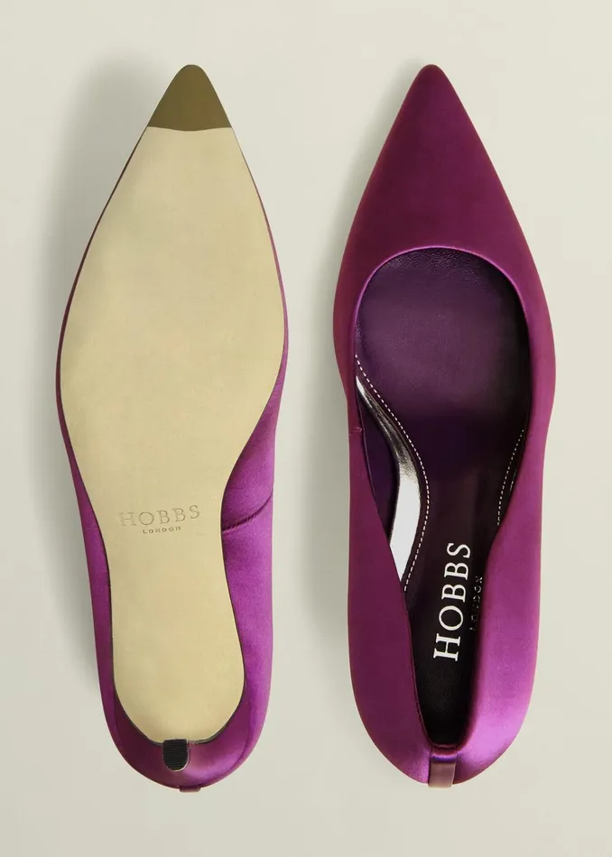 Women Leila Satin Courts Warm Plum Hobbs Heels