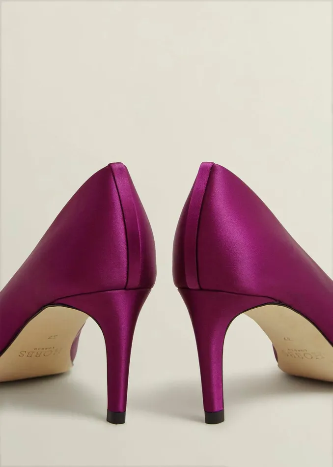 Women Leila Satin Courts Warm Plum Hobbs Heels