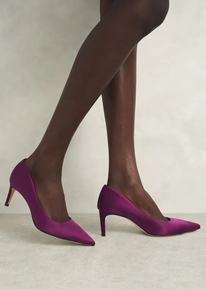 Women Leila Satin Courts Warm Plum Hobbs Heels