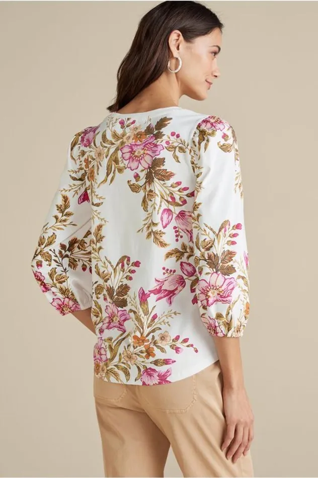 Women Lesley Printed Top Painterly Peony Flowers Soft Surroundings Tops Women Lesley Printed Top Painterly Peony Flowers Soft Surroundings Tops